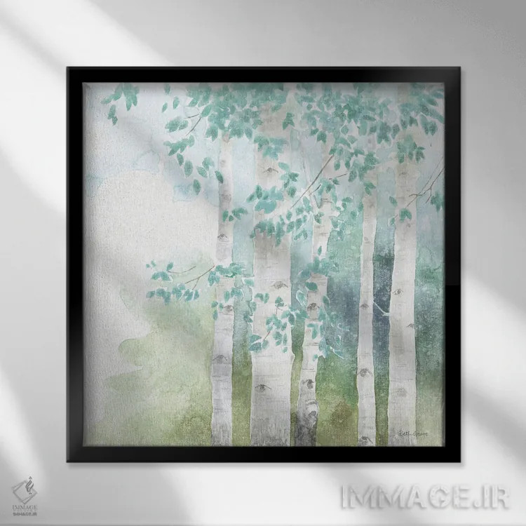 تابلو برگهای طبیعت III بدون طلا اثر بث گروو - نمای قابدار مشکی