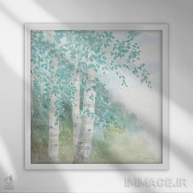 تابلو برگهای طبیعت II بدون طلا اثر بث گروو - نمای قابدار سفید