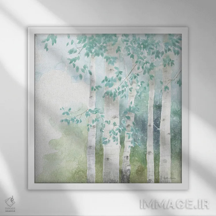 تابلو برگهای طبیعت III بدون طلا اثر بث گروو - نمای قابدار سفید