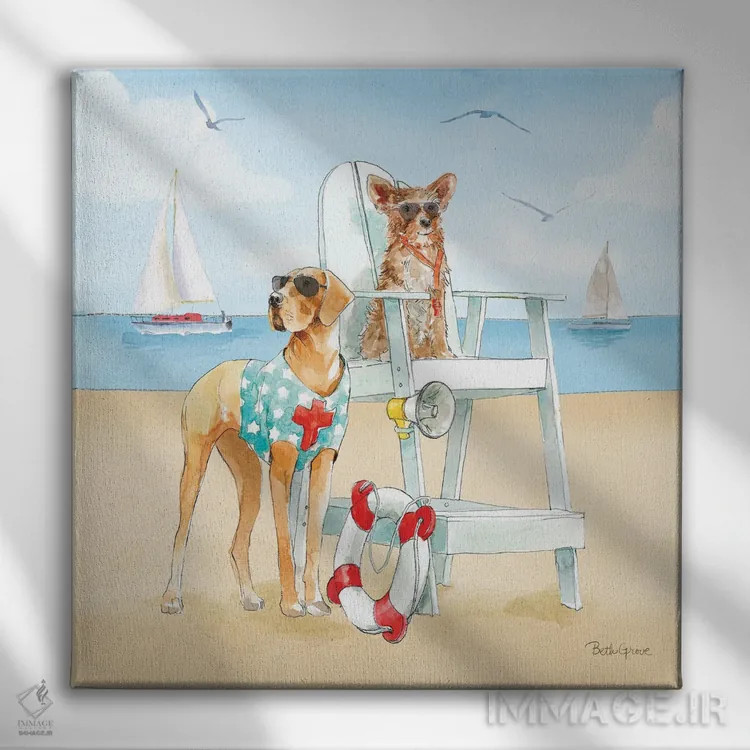 تابلو تفریح تابستانی در ساحل IV اثر بث گروو - نمای روبهرو روی دیوار