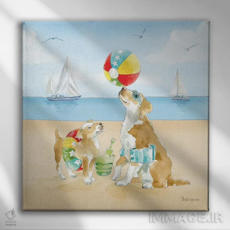 تابلو تفریح تابستانی در ساحل II اثر بث گروو - نمای روبهرو روی دیوار