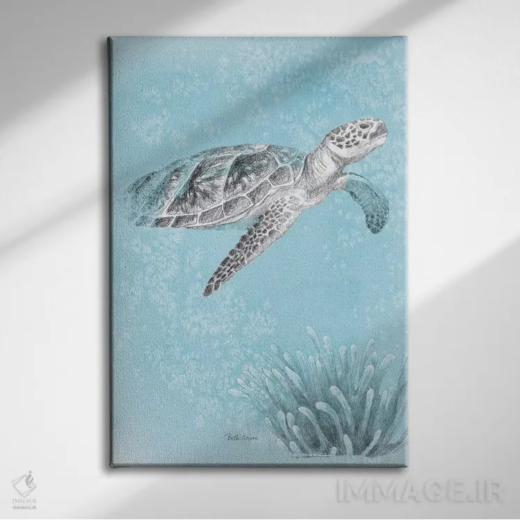 تابلو زندگی دریایی ساحلی I نسخه دوم اثر بث گروو - نمای روبهرو روی دیوار