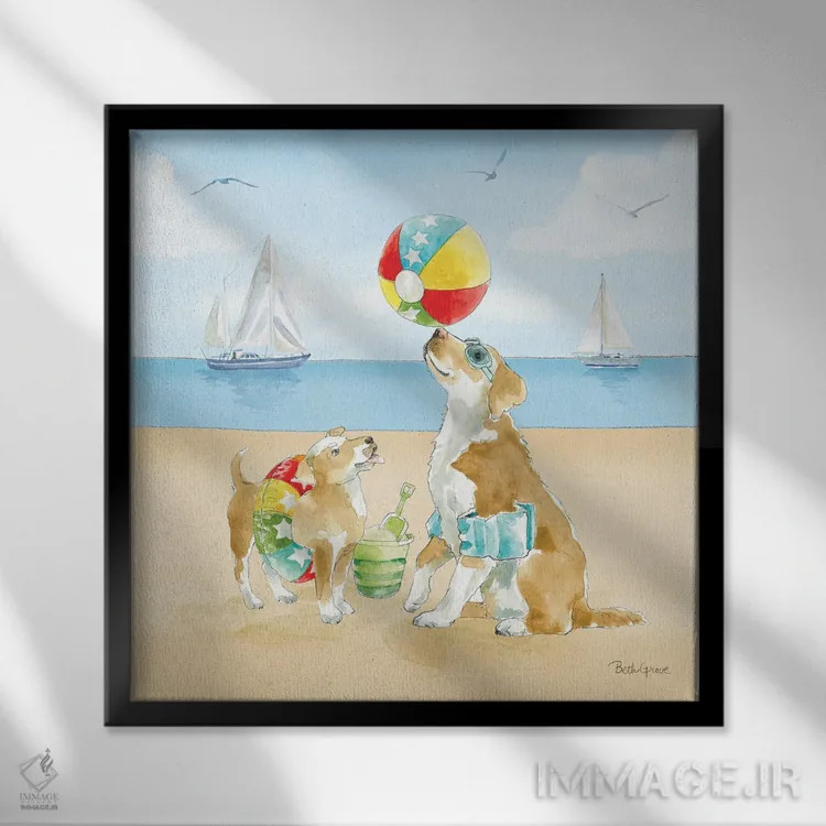 تابلو تفریح تابستانی در ساحل II اثر بث گروو - نمای قابدار مشکی