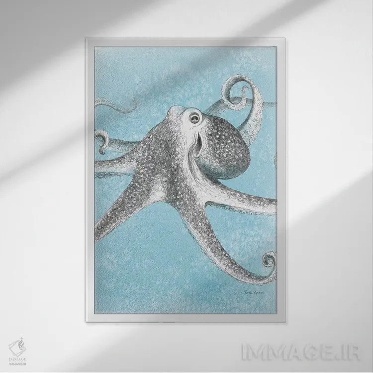 تابلو زندگی دریایی ساحلی II نسخه دوم اثر بث گروو - نمای قابدار سفید