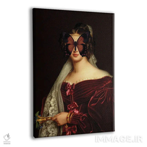 تابلو کلاژ زن و پروانه اثر بونا فیدسا - نمای پرسپکتیو محصول