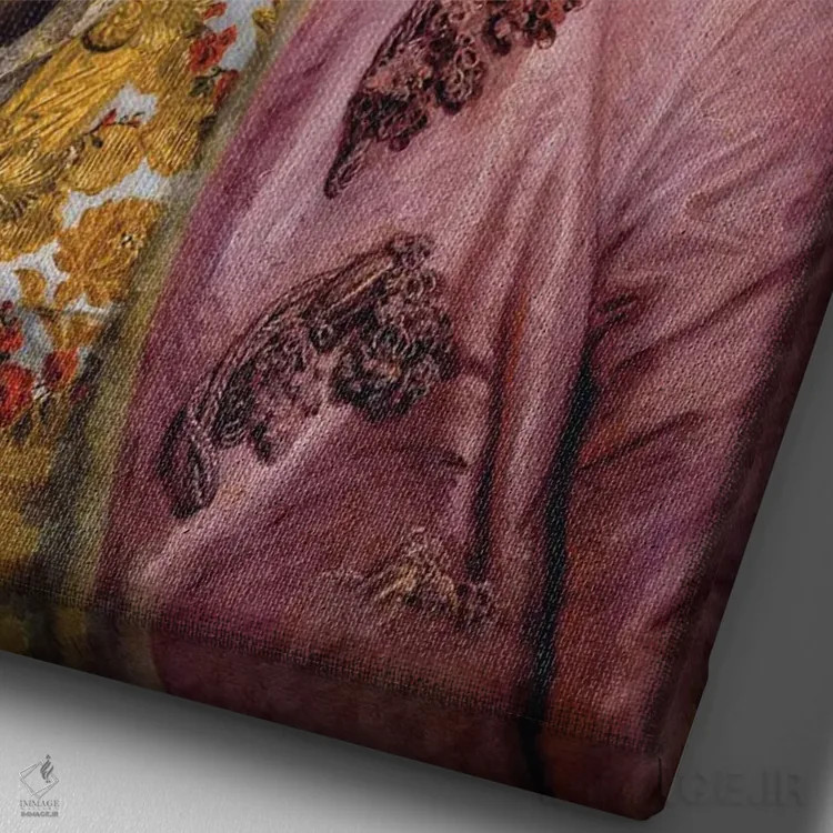 تابلو پرتره اشرافی با سر گل (سوررئال) اثر بونا فیدسا - نمای نزدیک بافت بوم