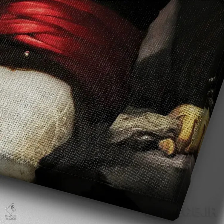 تابلو پرترهٔ سرباز با سر گل I (سوررئال) اثر بونا فیدسا - نمای نزدیک بافت بوم