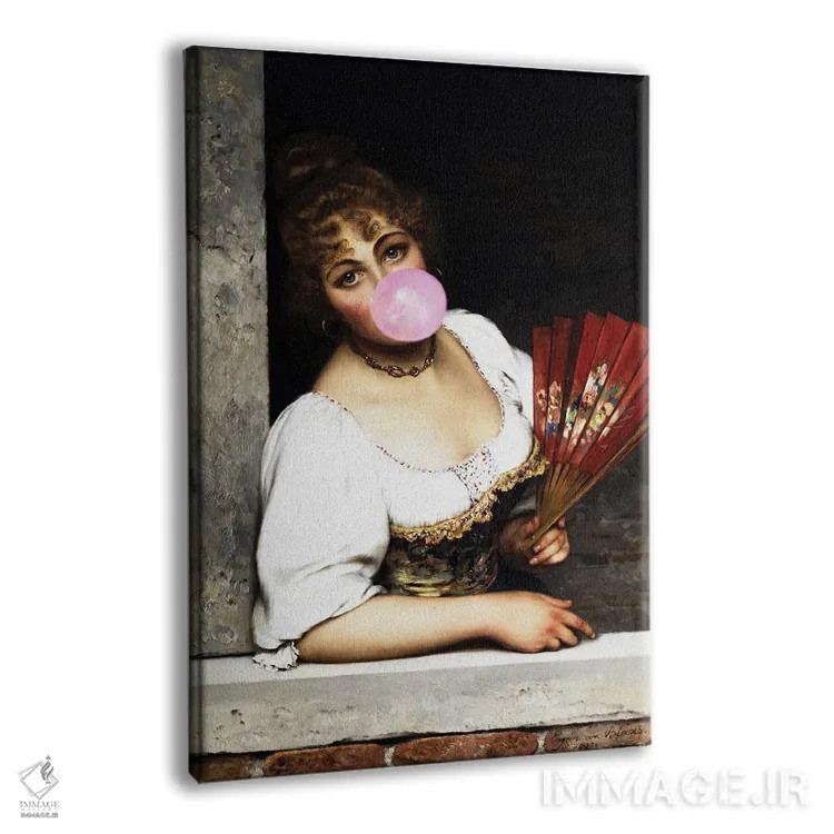 تابلو پرتره زن با آدامس بادکنکی I اثر بونا فیدسا - نمای پرسپکتیو محصول