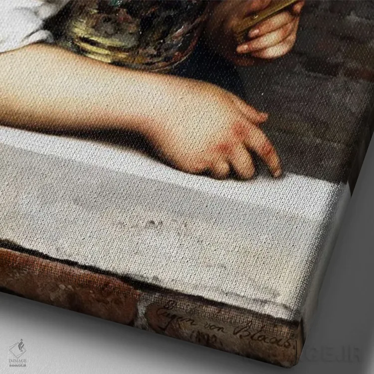 تابلو پرتره زن با آدامس بادکنکی I اثر بونا فیدسا - نمای نزدیک بافت بوم