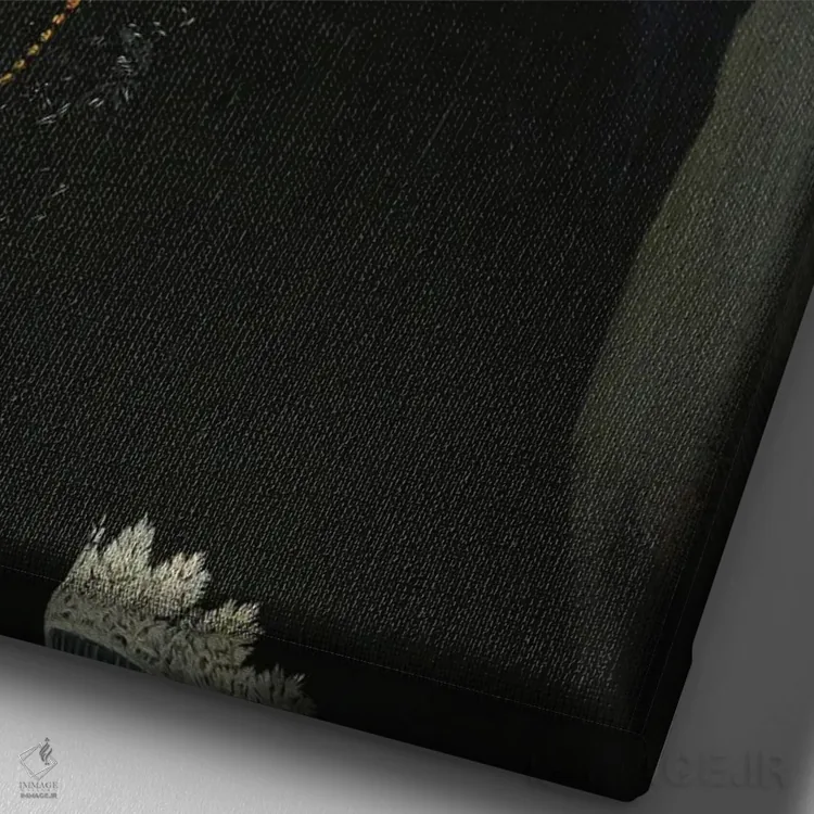 تابلو بانوی اشرافی با سر گل (سوررئال) اثر بونا فیدسا - نمای نزدیک بافت بوم