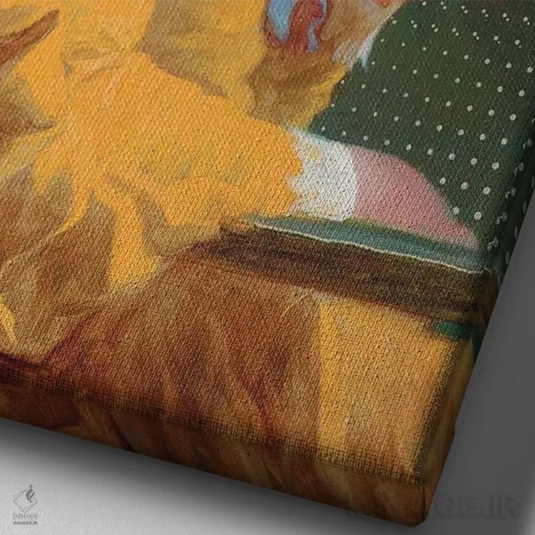 تابلو کتاب خواندن یک فضیلت است اثر بونا فیدسا - نمای نزدیک بافت بوم