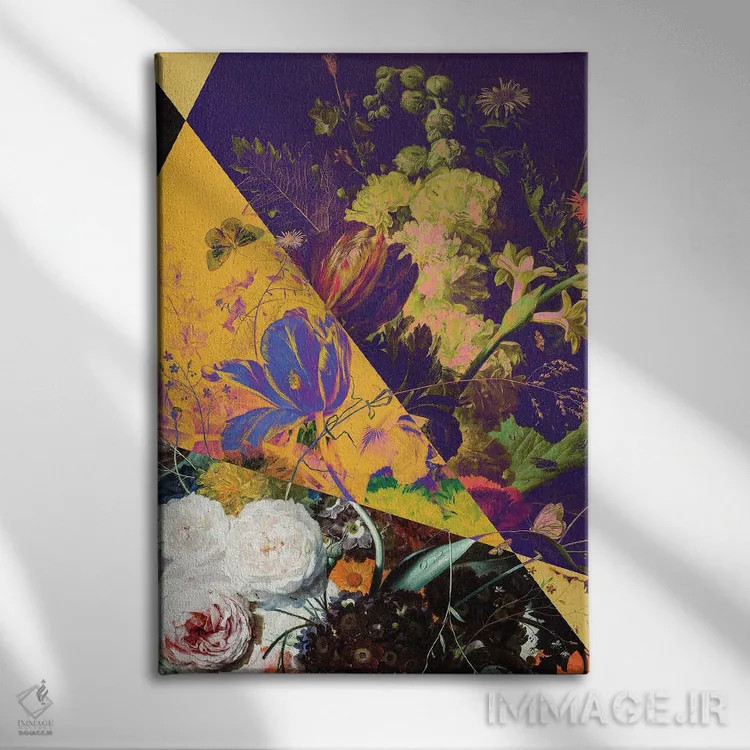 تابلو کلاژ گل سوررئال اثر بونا فیدسا - نمای روبهرو روی دیوار