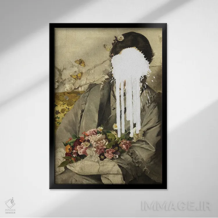تابلو پاشیدن رنگ روی صورت II اثر بونا فیدسا - نمای قابدار مشکی