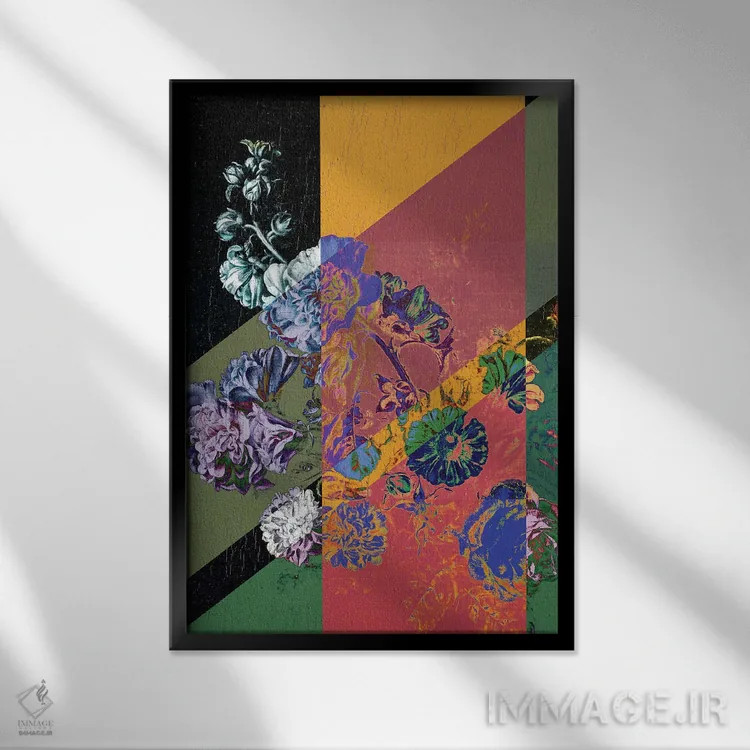 تابلو گل رنگارنگ فانکی (جذاب و متفاوت) اثر بونا فیدسا - نمای قابدار مشکی