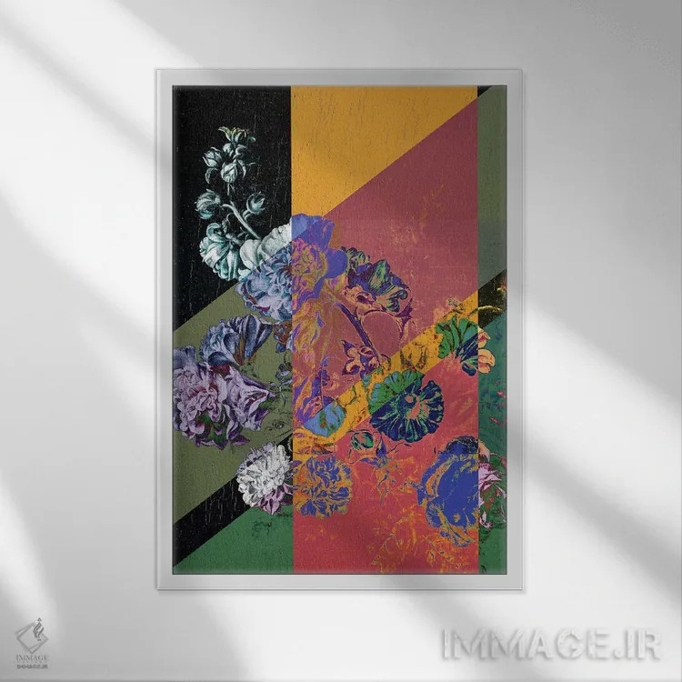 تابلو گل رنگارنگ فانکی (جذاب و متفاوت) اثر بونا فیدسا - نمای قابدار سفید