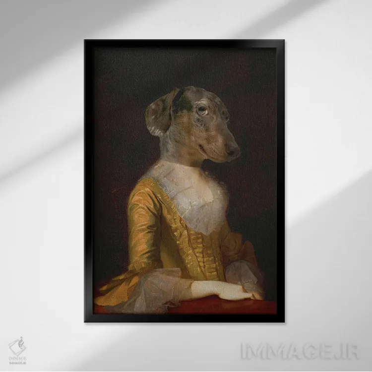 تابلو پرتره سگ سلطنتی اثر بونا فیدسا - نمای قابدار مشکی