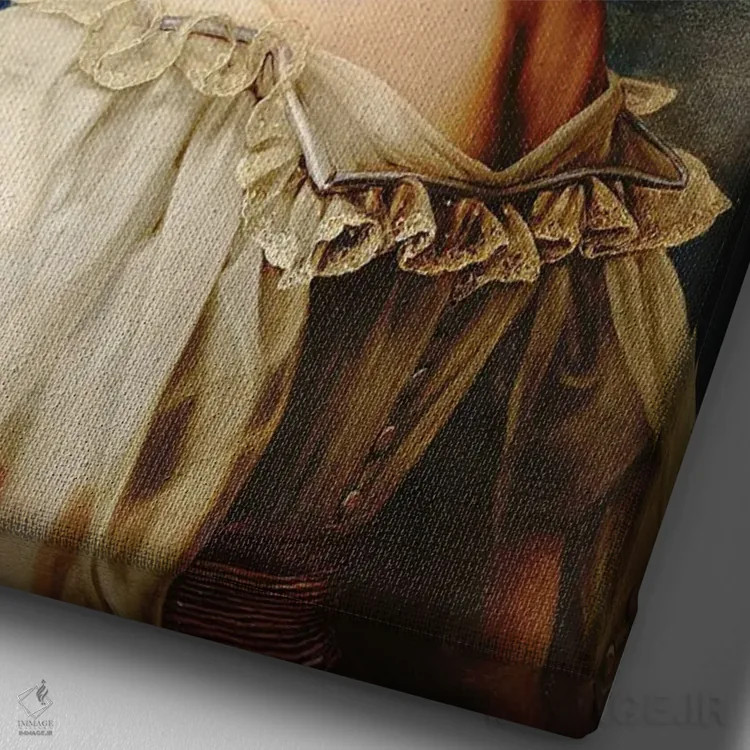 تابلو پرتره زن پاپ (طرح شوخطبعانه) اثر بونا فیدسا - نمای نزدیک بافت بوم