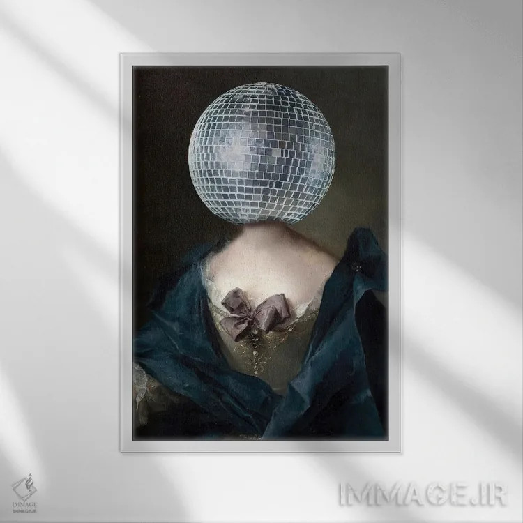 تابلو کلاژ گوی دیسکو اثر بونا فیدسا - نمای قابدار سفید