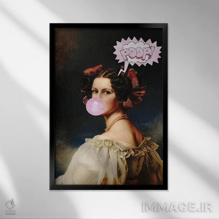 تابلو پرتره زن پاپ (طرح شوخطبعانه) اثر بونا فیدسا - نمای قابدار مشکی