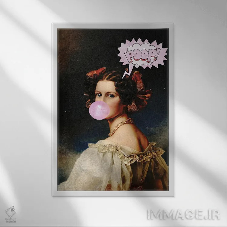 تابلو پرتره زن پاپ (طرح شوخطبعانه) اثر بونا فیدسا - نمای قابدار سفید