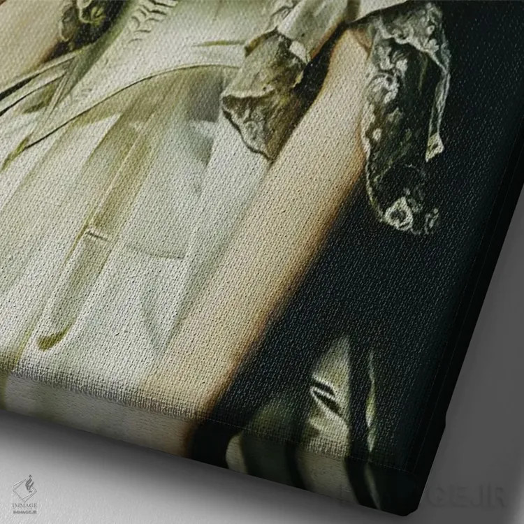 تابلو پرتره تغییریافته زن شیک اثر بونا فیدسا - نمای نزدیک بافت بوم