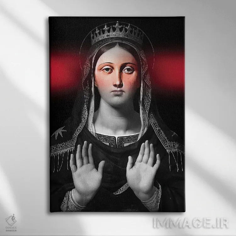 تابلو پرترهٔ ملکه به سبک سورئال اثر بونا فیدسا - نمای روبهرو روی دیوار