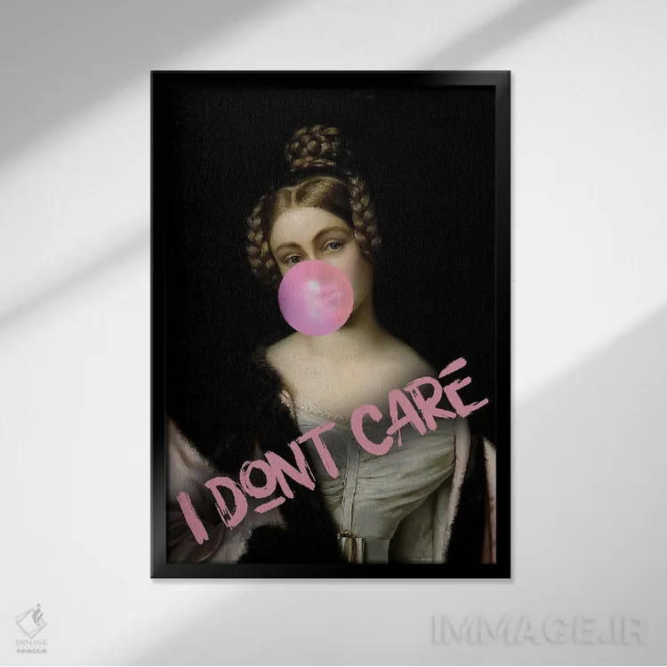 تابلو پرترهٔ وینتیج آدامس بادکنکی اثر بونا فیدسا - نمای قابدار مشکی