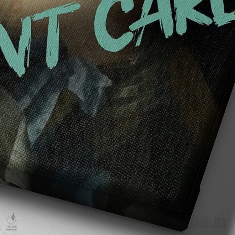 تابلو کلاژ نقلقول وینتیج "برام مهم نیست" اثر بونا فیدسا - نمای نزدیک بافت بوم