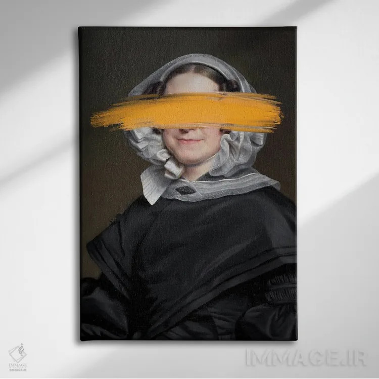 تابلو پرترههای کلاژ رنسانسی با تغییر خلاقانه اثر بونا فیدسا - نمای روبهرو روی دیوار