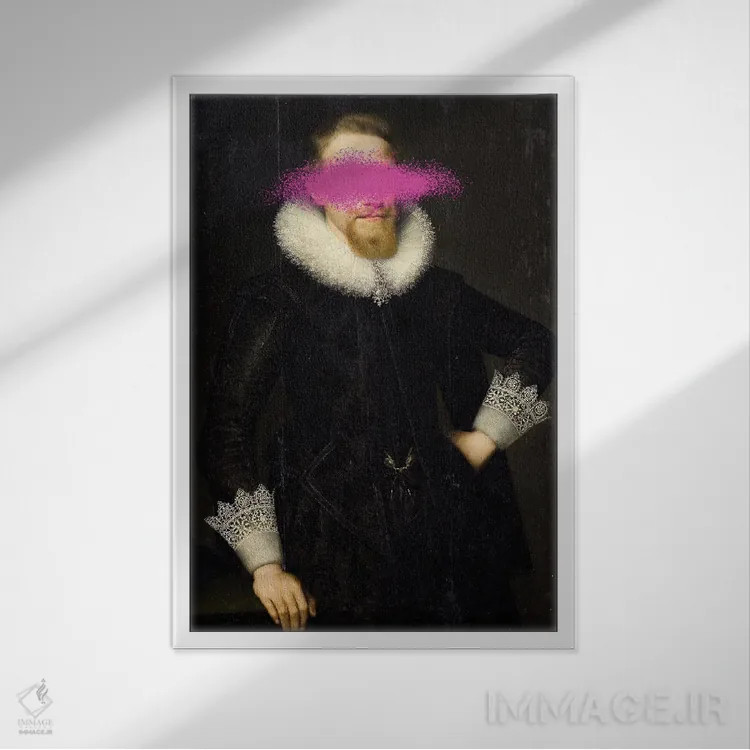 تابلو کلاژهای سورئال از پرترههای رنسانسی اثر بونا فیدسا - نمای قابدار سفید