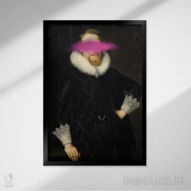 تابلو کلاژهای سورئال از پرترههای رنسانسی اثر بونا فیدسا - نمای قابدار مشکی