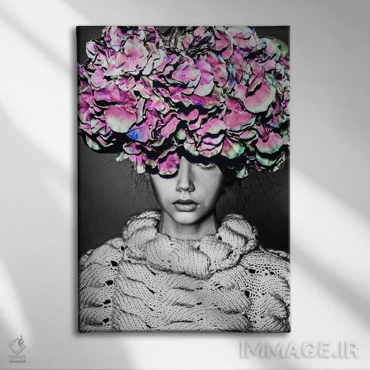 تابلو زن با سر گلدار اثر بونا فیدسا - نمای روبهرو روی دیوار