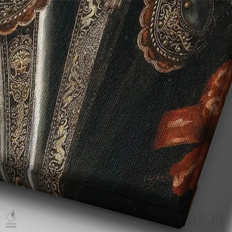 تابلو پرترههای رنسانسی با عناصر سورئالیستی اثر بونا فیدسا - نمای نزدیک بافت بوم