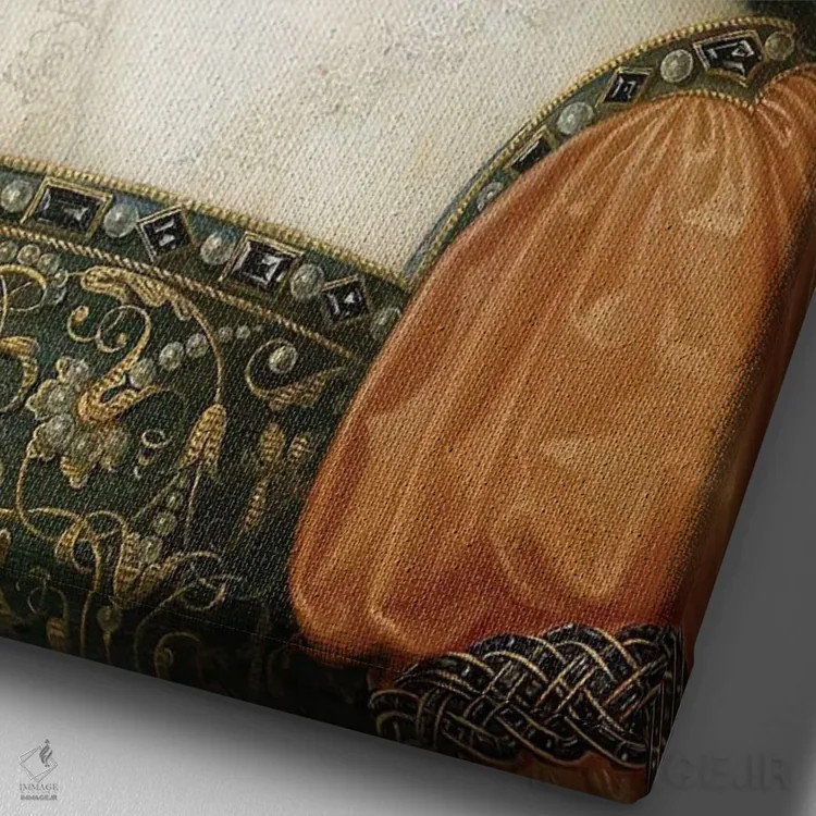 تابلو هنر رنسانس با عناصر سورئالیستی و لمس باروک اثر بونا فیدسا - نمای نزدیک بافت بوم