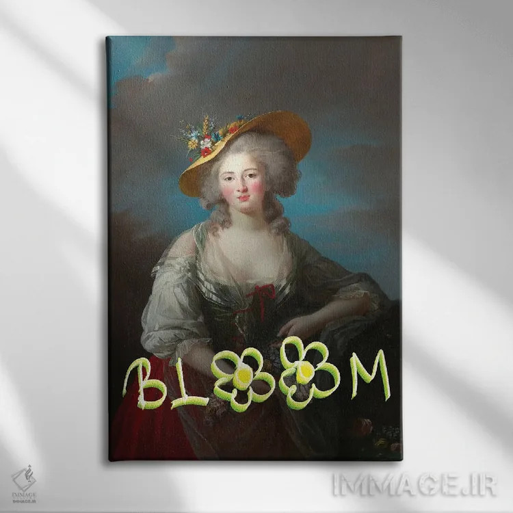 تابلو کلاژهای سورئالیستی از هنر باروک و رنسانس با چاشنی سورئالیسم در پرتره اثر بونا فیدسا - نمای روبهرو روی دیوار