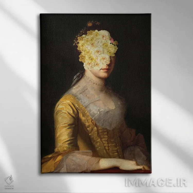 تابلو بانوی نجیب با سر گلدار I اثر بونا فیدسا - نمای روبهرو روی دیوار
