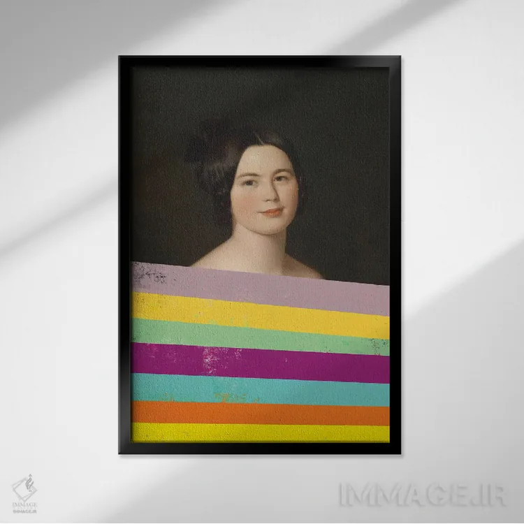 تابلو هنر رنسانس سورئالیستی با تأثیر باروک و تکنیک کلاژ اثر بونا فیدسا - نمای قابدار مشکی