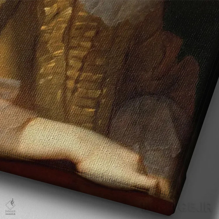 تابلو بانوی نجیب با سر گلدار I اثر بونا فیدسا - نمای نزدیک بافت بوم