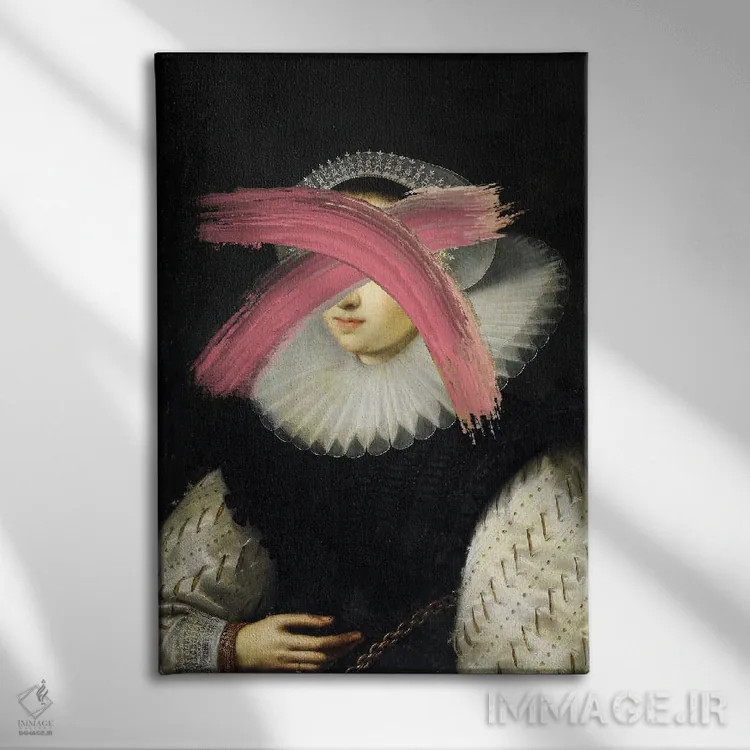 تابلو پرترههای سورئال رنسانس و باروک با کیفیتی رؤیایی در هنر کلاژی اثر بونا فیدسا - نمای روبهرو روی دیوار