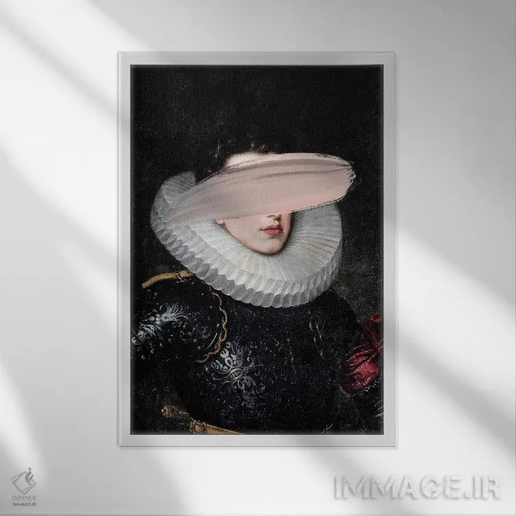 تابلو شاهکارهای سورئالیستی باروک و رنسانس با تکنیک کلاژ اثر بونا فیدسا - نمای قابدار سفید