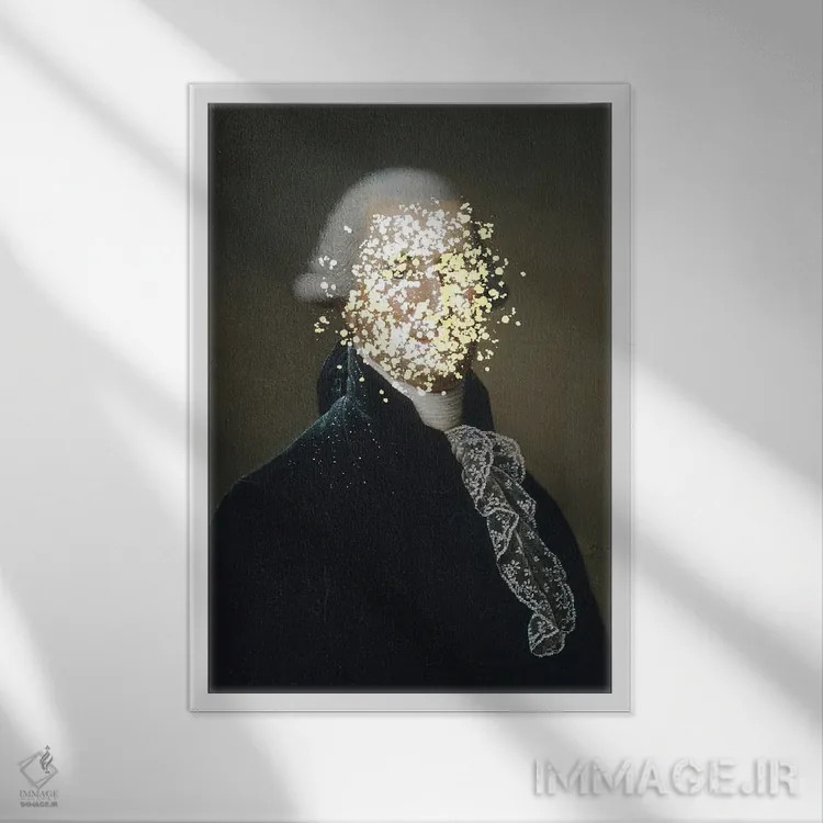 تابلو هنر باروک و رنسانس سورئالیستی با تغییر منحصربهفرد در پرترههای کلاژی اثر بونا فیدسا - نمای قابدار سفید