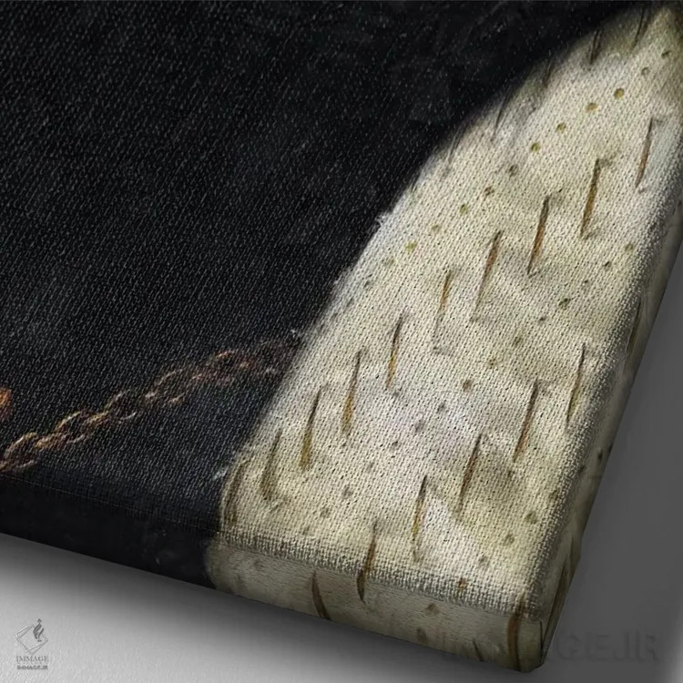 تابلو پرترههای سورئال رنسانس و باروک با کیفیتی رؤیایی در هنر کلاژی اثر بونا فیدسا - نمای نزدیک بافت بوم