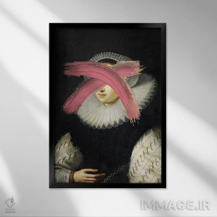 تابلو پرترههای سورئال رنسانس و باروک با کیفیتی رؤیایی در هنر کلاژی اثر بونا فیدسا - نمای قابدار مشکی