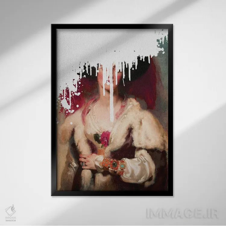 تابلو پاشش سفید در پرترهٔ بانوی نجیب اثر بونا فیدسا - نمای قابدار مشکی