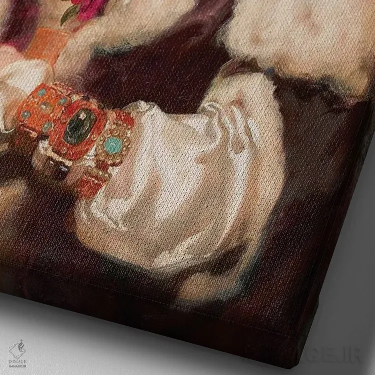 تابلو پاشش سفید در پرترهٔ بانوی نجیب اثر بونا فیدسا - نمای نزدیک بافت بوم