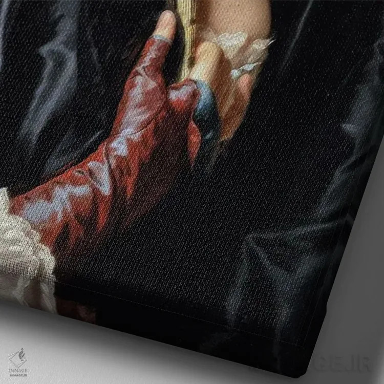 تابلو کلاژ پرترهٔ زن وینتیج تغییر یافته اثر بونا فیدسا - نمای نزدیک بافت بوم