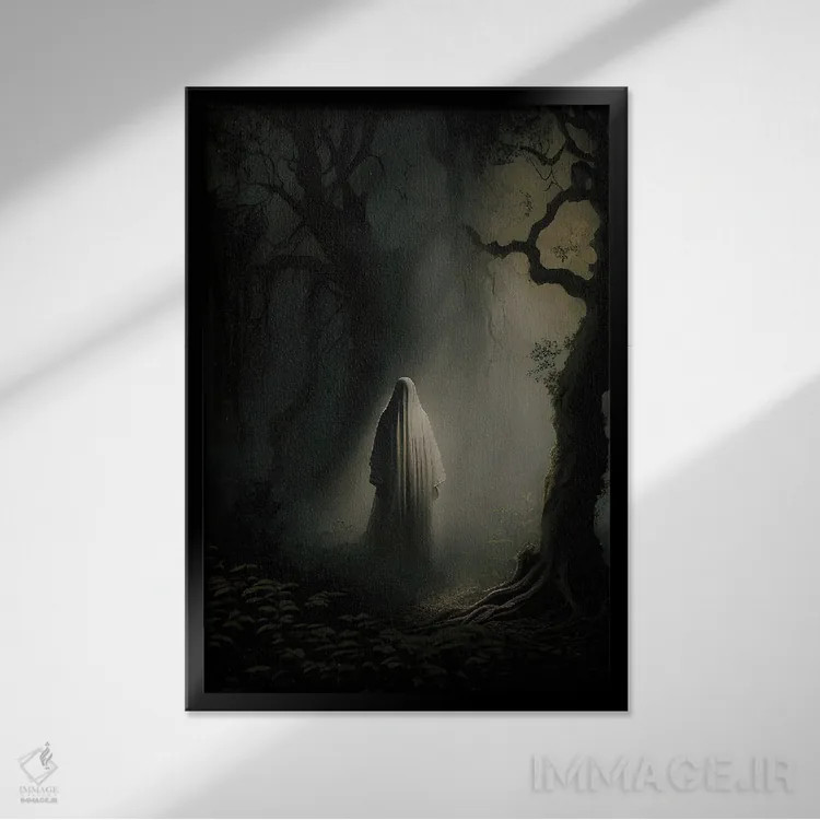 تابلو روح در جنگل زیر نور ماه اثر بونا فیدسا - نمای قابدار مشکی