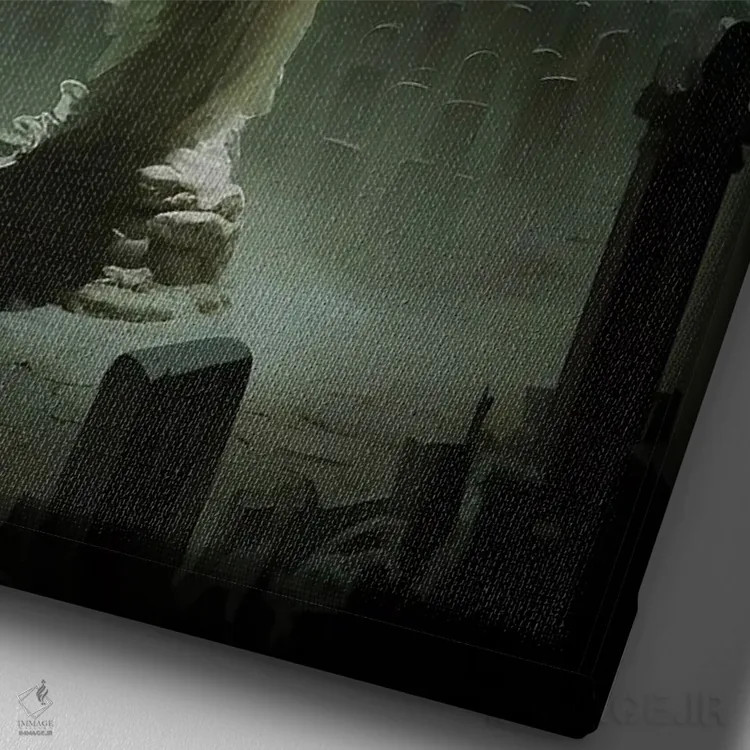 تابلو روح در قبرستان زیر نور ماه اثر بونا فیدسا - نمای نزدیک بافت بوم