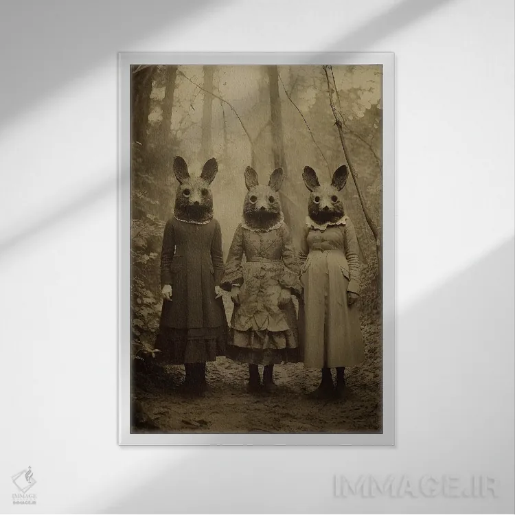 تابلو فرقهٔ خرگوشی جنگل (طنزآمیز) اثر بونا فیدسا - نمای قابدار سفید