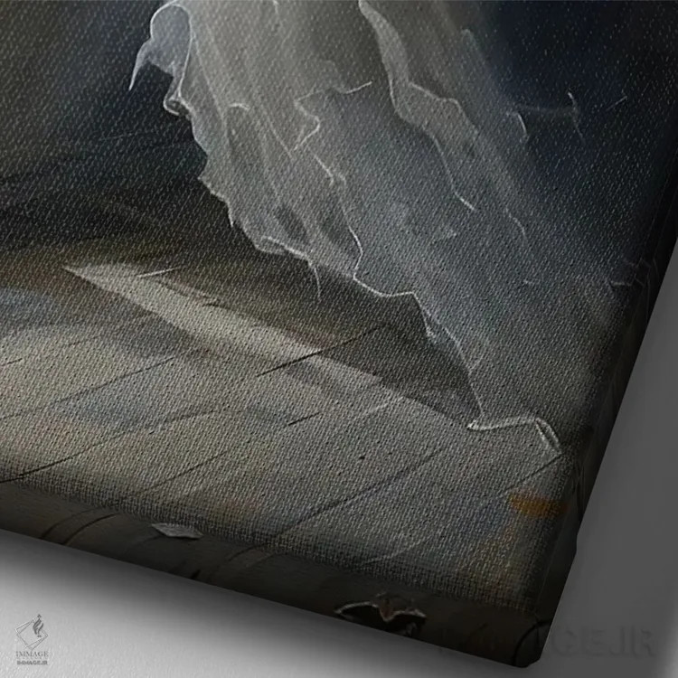 تابلو روحی که خانهٔ متروکه را تسخیر کرده اثر بونا فیدسا - نمای نزدیک بافت بوم